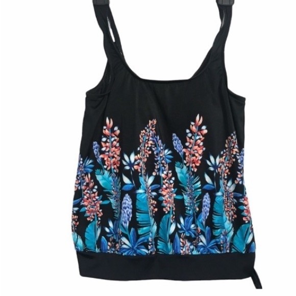 Maxine Of Hollywood Tankini top waist tie Floral print blouson size 8 - Picture 4 of 12